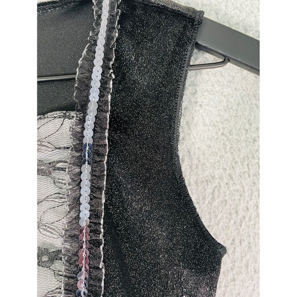 Spirit Halloween Dress Girls Large Black Silver Lace Costume Party Witch - Picture 9 of 11